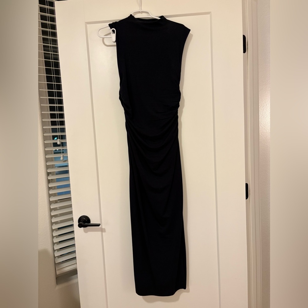 Abercrombie & Fitch Black Sleeveless Ruched Maxi Dress